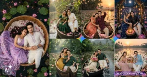 7 Lotus Pond Couple Shoot Gemini AI Prompts, Copy Paste